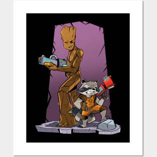 Rocket Raccoon Wall Art - Rocket and Groot by Jetnder